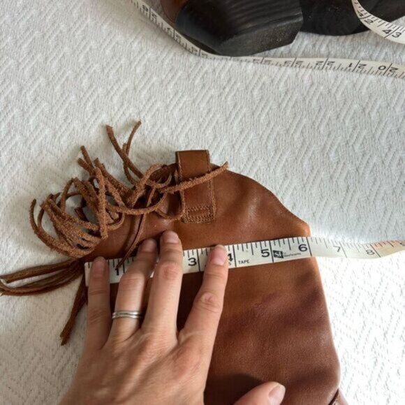 Vintage Unique Brown Tan Cowboy Boots Western Rodeo Tassels Cowgirl Leather 7.5 - Picture 9 of 11